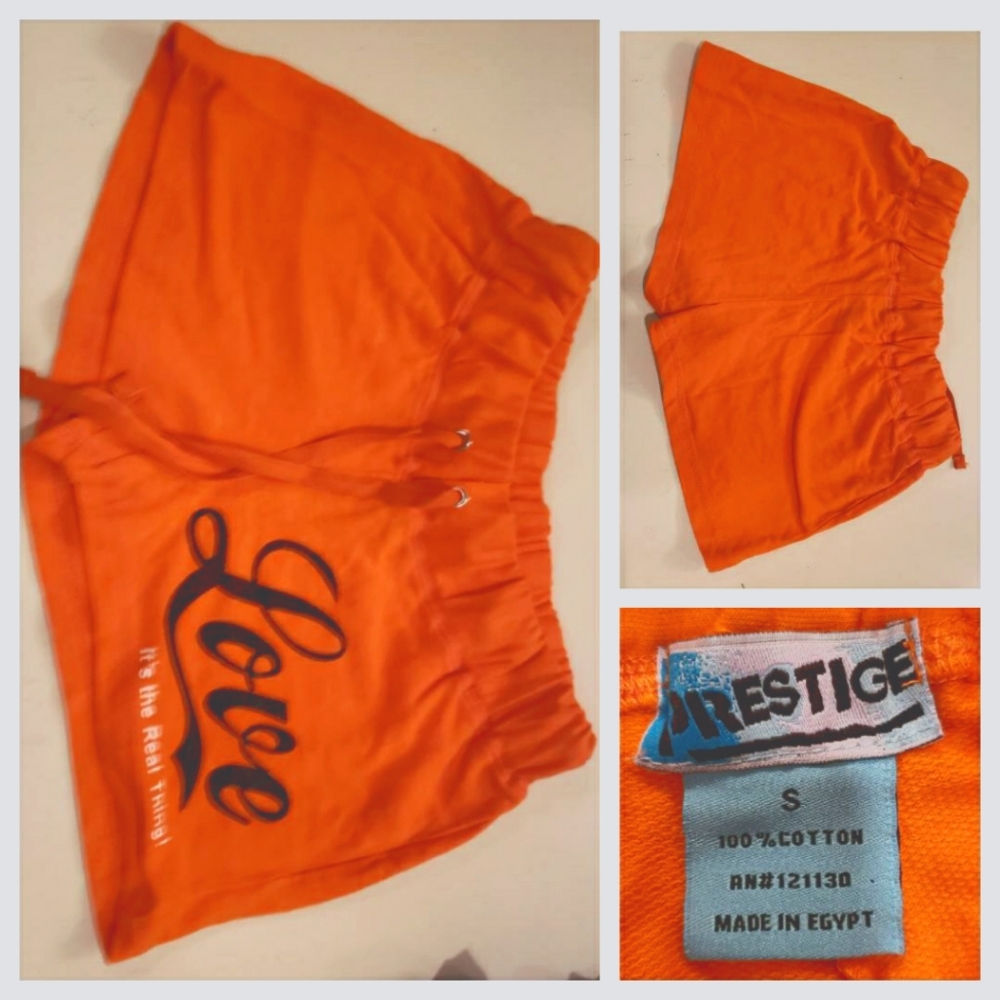 Women's Orange, Cotton, "Love: It's the Real Thing" Casual Short Shorts, Size S